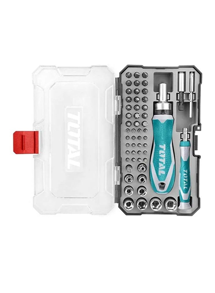 TOTAL 55 Pcs Screwdriver Bits Set with Ratcheting Handle - Image 2