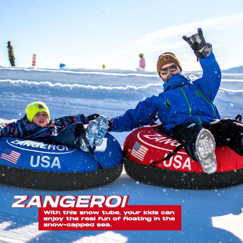 ZANGEROI Snow Tube for Sledding Snow Tubes Heavy Duty Snow Tube for Kids Adult Snow Sled Sledding Tube Inflatable Snow Tubes for Kids Towable Rubber Snows Tube with Cover (Red Cover) - Image 4
