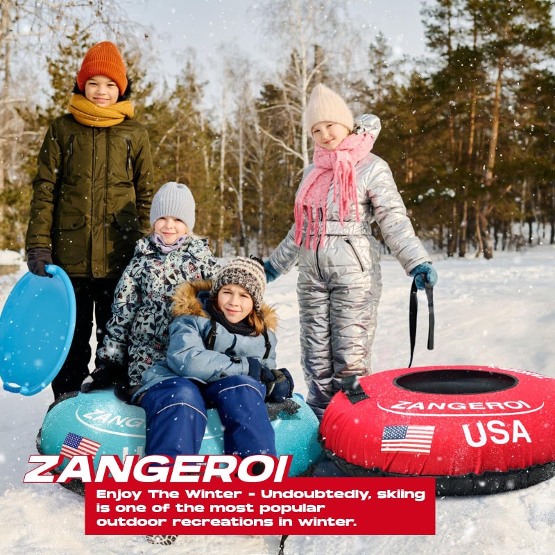 ZANGEROI Snow Tube for Sledding Snow Tubes Heavy Duty Snow Tube for Kids Adult Snow Sled Sledding Tube Inflatable Snow Tubes for Kids Towable Rubber Snows Tube with Cover (Red Cover) - Image 5