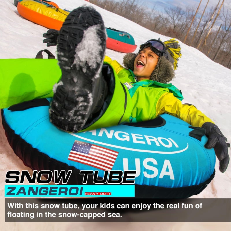 ZANGEROI Snow Tube for Sledding Snow Tubes Heavy Duty Snow Tube for Kids Adult Snow Sled Sledding Tube Inflatable Snow Tubes for Kids Towable Rubber Snows Tube with Cover (Red Cover) - Image 2
