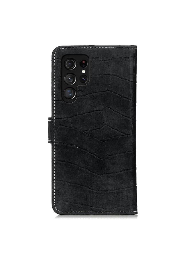 اس-توب جراب لهاتف Samsung Galaxy S22 Ultra 5G جراب جلدي مغناطيسي بنقشة جلد التمساح مع حامل وفتحات للبطاقات ومحفظة - Image 3