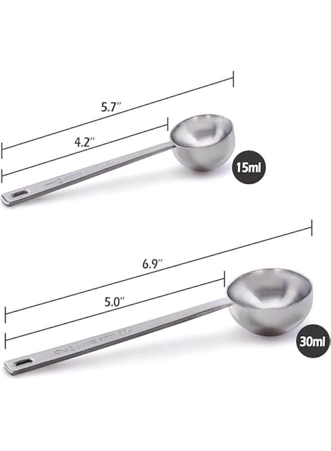 HOOKOR 2 Pcs Premium Coffee Scoop Set - 1 Tbsp (15ml) & 2 Tbsp (30ml) Measuring Tablespoon - Stainless Steel Coffee Measuring Spoon and Scooper with Long Handles Restaurant, Cafe or Home Use - Image 2