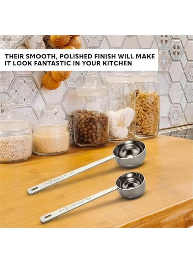 HOOKOR 2 Pcs Premium Coffee Scoop Set - 1 Tbsp (15ml) & 2 Tbsp (30ml) Measuring Tablespoon - Stainless Steel Coffee Measuring Spoon and Scooper with Long Handles Restaurant, Cafe or Home Use - Image 4