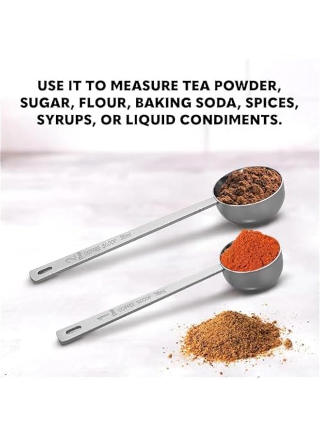 HOOKOR 2 Pcs Premium Coffee Scoop Set - 1 Tbsp (15ml) & 2 Tbsp (30ml) Measuring Tablespoon - Stainless Steel Coffee Measuring Spoon and Scooper with Long Handles Restaurant, Cafe or Home Use - Image 5