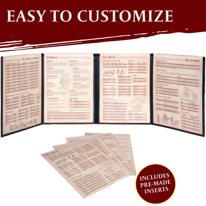 lynx DND DM Screen 5e - D&D Dungeon Master Screen Full Color Print with Customizable Inserts - Dungeons and Dragons GM / Game Master Accessories Gift for Man or Woman. Hide Your Dice Rolls, Maps & Books. - Image 3