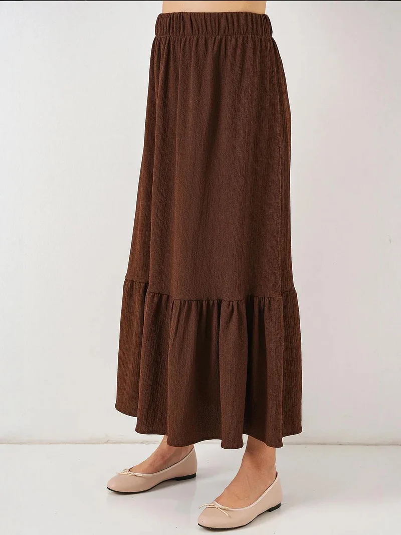 BIG DART BDART Textured Maxi Knit Skirt with Elastic Waist