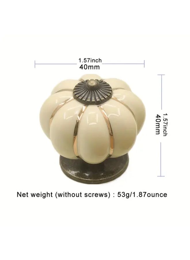 Vintage Ceramic Pumpkin Cabinet Knobs Beige Golden Design With Hardware - Image 2