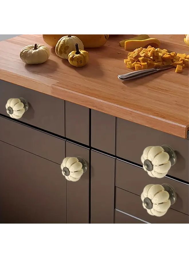 Vintage Ceramic Pumpkin Cabinet Knobs Beige Golden Design With Hardware - Image 3