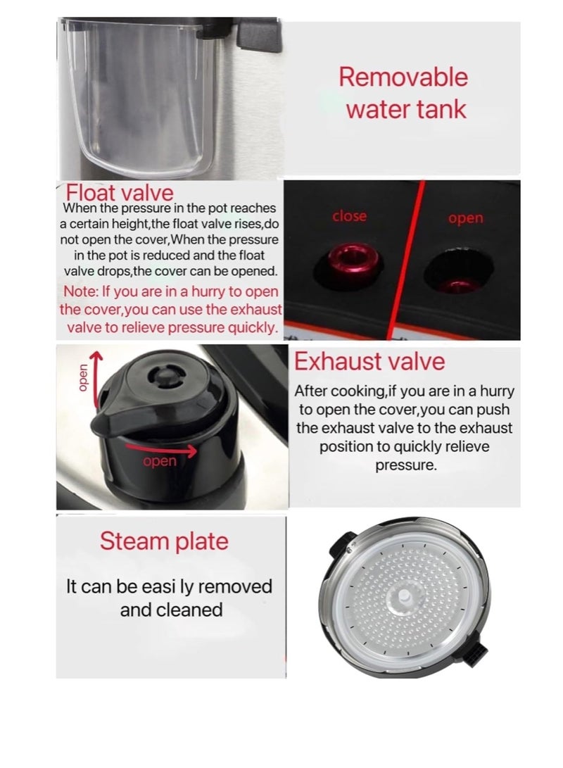 Wtrtr 6 Liters Smart Pot Instant Programmable Electric Pressure Cooker,Rice Cooker,pressure cooker, sauté pot, slow cooker, rice cooker,1000 Watts 1 Years Warranty (6L-6005) - Image 5