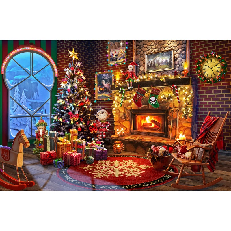Lavievert Wooden Jigsaw Puzzles 1000 Piece Christmas Puzzles for Adults Fireplace Christmas Tree Christmas Presents Stockings - Image 2