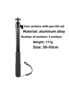 Aluminum Alloy For DJI Feiyu Extension Rod Handheld Selfie Stabilizer Sports Camera Universal Telescopic Extension Rod-Color:4 Sections With Gimbal
