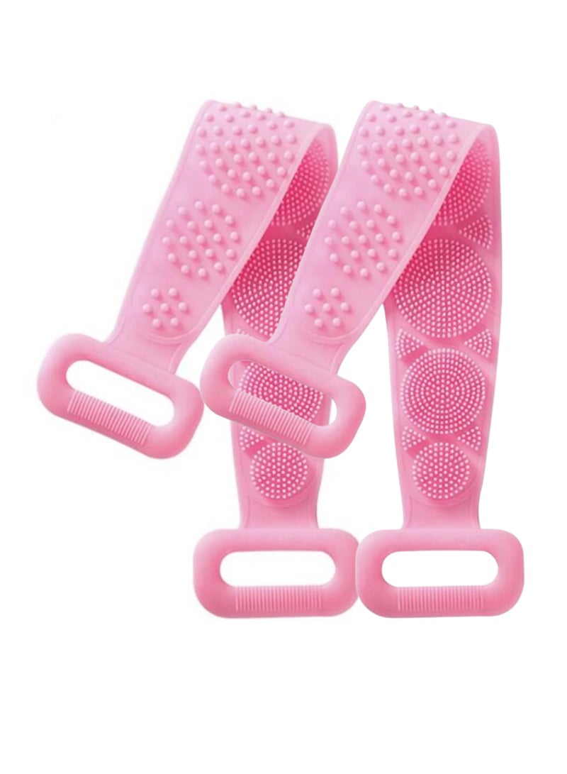 إسكدنيا قطعتان من فرشاة الاستحمام المصنوعة من السيليكون ذات الجانب المزدوج لتنظيف البشرة بعمق وتدليك وإزالة الجلد الميت وحزام التقشير للاستحمام - Image 1