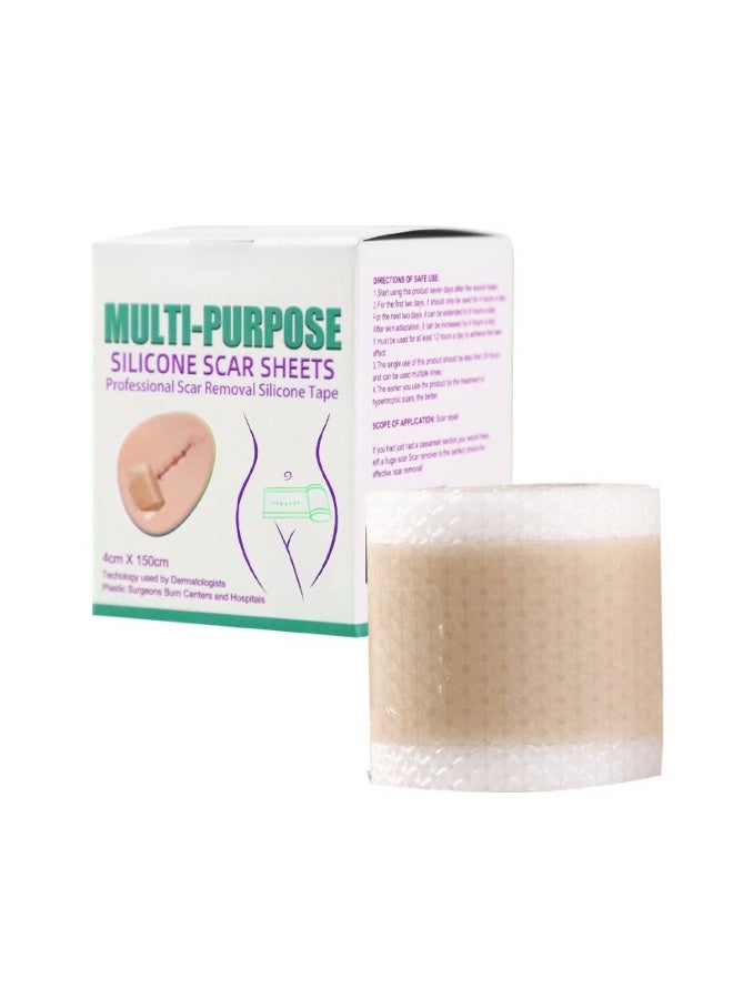 Generic Silicone Scar Patch, Fade Scar Sticker, Efficient Beauty Scars Removal Cesarean Section Burn Scars Left Behind Gel Painless Tape Roll (4cm * 1.5m)  - Image 1