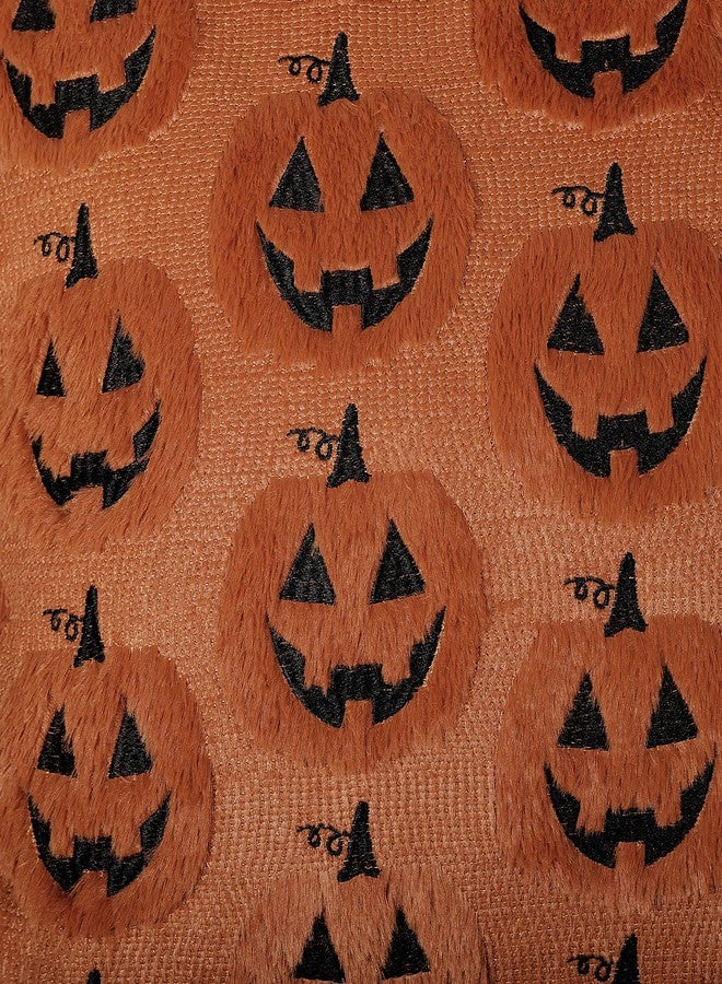 4TH Emotion Halloween Pumpkin Decorative Pillow Covers 18x18 Set of 2, Dark Rust Red Soft Plush Faux Fur Farmhouse Throw Cushion Cases for Fall Autumn Holiday Home Decorations - Image 2