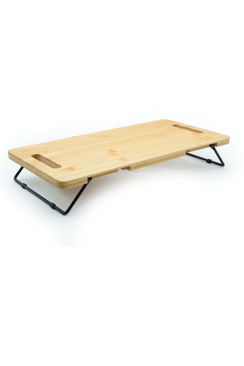 Beram Bamboo Serving Tray with Foldable Legs, Large Charcuterie Board & Breakfast Bed Tray, 100% Natural Eco-Friendly Bamboo, Cheese Platter with Handles, 45.5 × 23.5 × 7 cm - Image 1