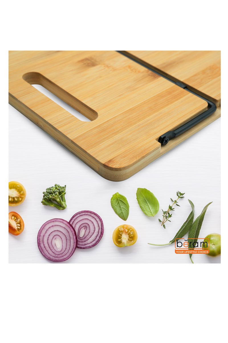 Beram Bamboo Serving Tray with Foldable Legs, Large Charcuterie Board & Breakfast Bed Tray, 100% Natural Eco-Friendly Bamboo, Cheese Platter with Handles, 45.5 × 23.5 × 7 cm - Image 5