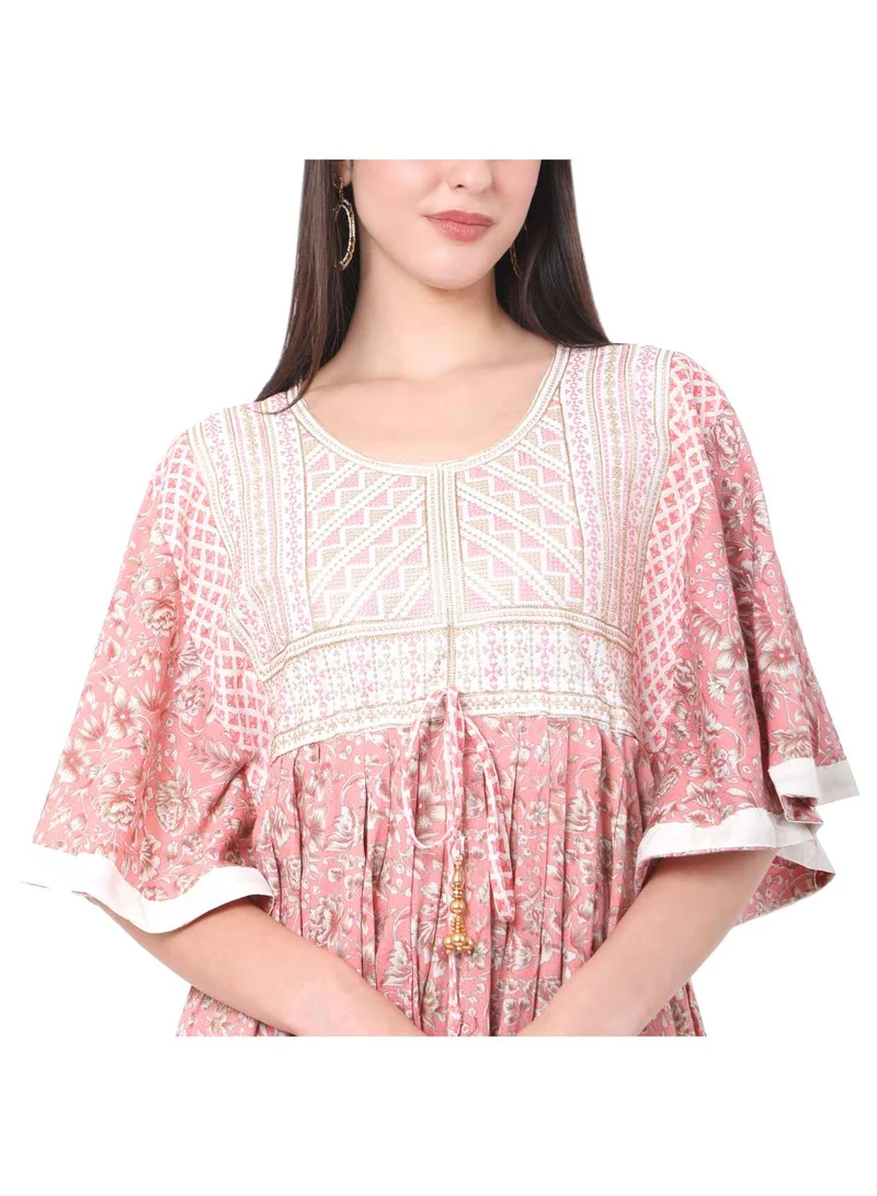 HANA & SARA PINK COLOUR WITH EMBROIDERED AND PRINTED ARABIC JALABIYA DRESS