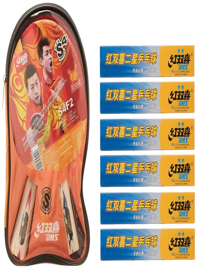 دي إتش أس مضرب تنس الطاولة S-S4F2 DHS مع كرة تنس الطاولة DHS 40 مم نجمتين برتقالي (علبة من 36 قطعة) - Image 3