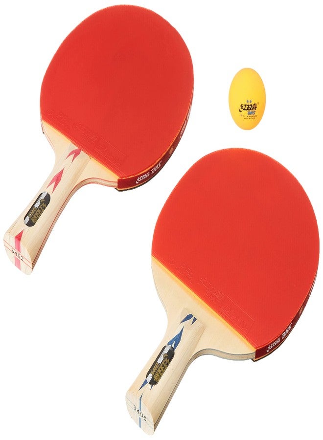 دي إتش أس مضرب تنس الطاولة S-S4F2 DHS مع كرة تنس الطاولة DHS 40 مم نجمتين برتقالي (علبة من 36 قطعة) - Image 2
