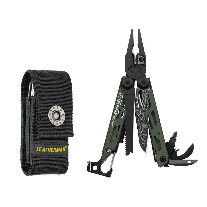 LEATHERMAN LEATHERMAN, Signal, 19-in-1 Multi-tool for Outdoors, Camping, Hiking, Fishing, Survival, Durable & Lightweight EDC, Made in the USA, Topographical Print  - Image 1