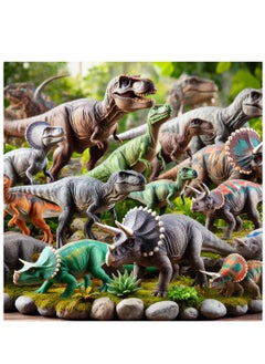 Rally Multi-colored realistic dinosaur animal figures toy set  - Image 3