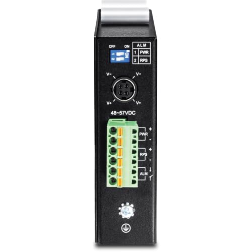 Trendnet مفتاح DIN-Rail الصناعي القوي 5 منافذ من TRENDnet مع PoE+ جيجابت، ميزانية طاقة 120 واط، 1 فتحة SFP، تصنيف IP30، مفتاح غير مُدار، مفتاح شبكة جيجابت PoE+، حماية مدى الحياة، أسود، TI-PG541 - Image 4