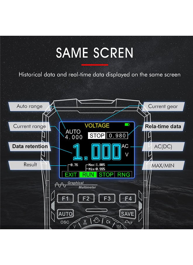 Generic 2in1 Oscilloscope Multimeter Digital Display Handheld Oscope Meter 1Mhz Bandwidth 2.5Msps Sampling Rate Data Storage Function for DIY and Electronic Test  - Image 3
