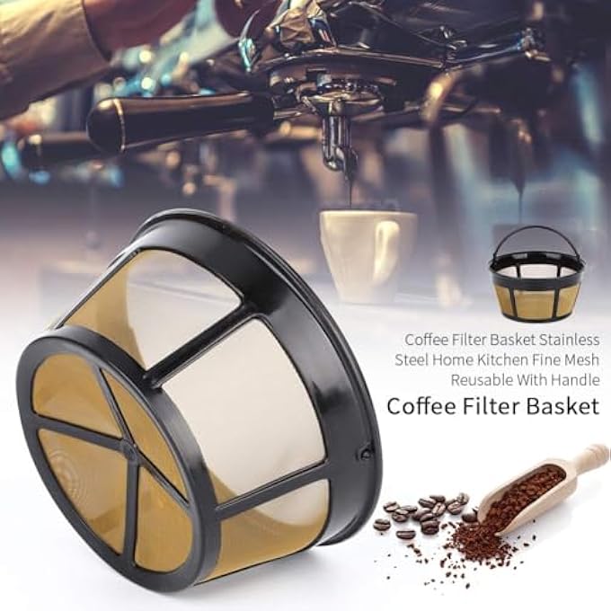 Khazna Reusable Coffee Filter Basket 812 Cup Stainless Steel Mesh Bottom Black 27 Gram Permanent Filter For Mr Coffee  Black  Decker Coffee Makers - Image 3