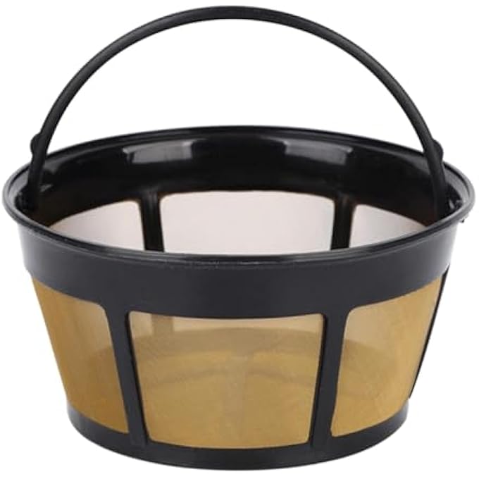 Khazna Reusable Coffee Filter Basket 812 Cup Stainless Steel Mesh Bottom Black 27 Gram Permanent Filter For Mr Coffee  Black  Decker Coffee Makers - Image 1