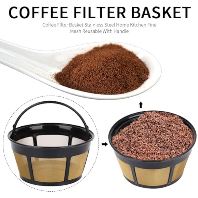 Khazna Reusable Coffee Filter Basket 812 Cup Stainless Steel Mesh Bottom Black 27 Gram Permanent Filter For Mr Coffee  Black  Decker Coffee Makers - Image 4