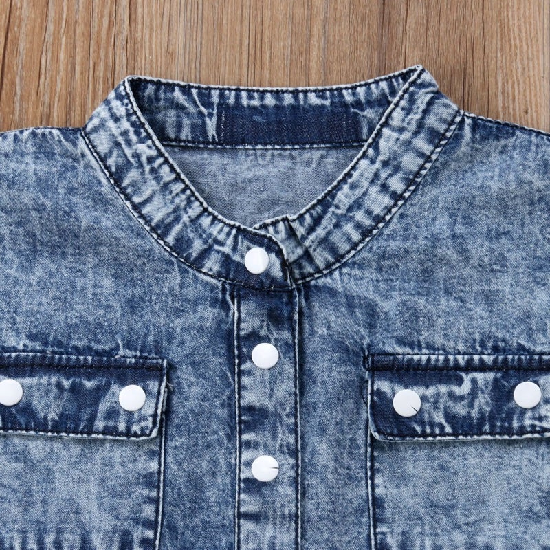Honganda Fashion Kids Toddler Baby Girl Sleeveless Denim Romper Jumpsuit Overall (Denim, 4-5 Years) - Image 3