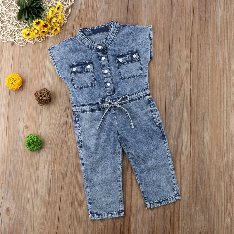 Honganda Fashion Kids Toddler Baby Girl Sleeveless Denim Romper Jumpsuit Overall (Denim, 4-5 Years) - Image 5