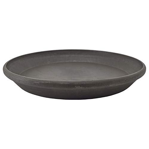 PSW Pot Collection AP35DC 14-inch Plastic/Stone/Wood Composite Plant Saucer Drip Tray – No Drainage Hole (Drillable), Indoor/Outer Water Tray, Dark Charcoal - Image 1