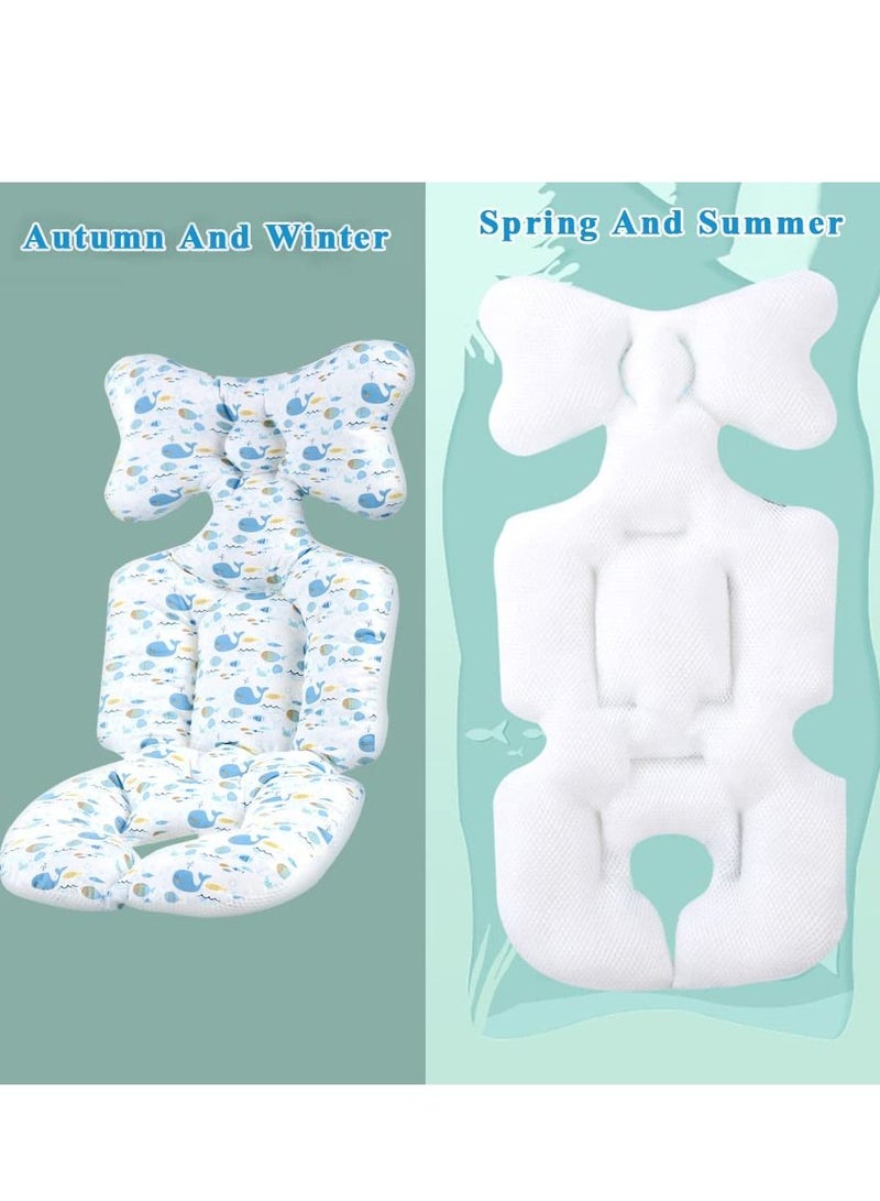 SYOSI Baby Seat Pad, Infant Car Seat Insert, Stroller Insert Head and Body Support Pillow, Air Mesh Breathable Car Infant Soft Padding, Pram Non Slip Cushion for Baby Kid Toddler Infants(Blue Whale) - Image 5