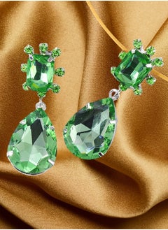 HaveDream High Quality And Exquisite Women's Colorful Teardrop Earrings, Copper Claw Colored Diamond All-match Earrings - Green  - Image 5