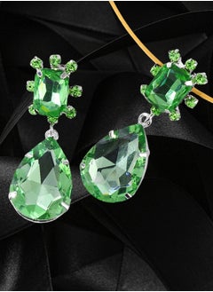 HaveDream High Quality And Exquisite Women's Colorful Teardrop Earrings, Copper Claw Colored Diamond All-match Earrings - Green  - Image 4