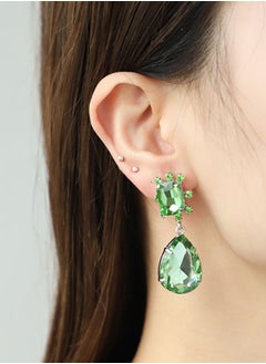 HaveDream High Quality And Exquisite Women's Colorful Teardrop Earrings, Copper Claw Colored Diamond All-match Earrings - Green  - Image 2
