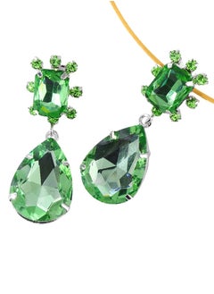 HaveDream High Quality And Exquisite Women's Colorful Teardrop Earrings, Copper Claw Colored Diamond All-match Earrings - Green  - Image 1