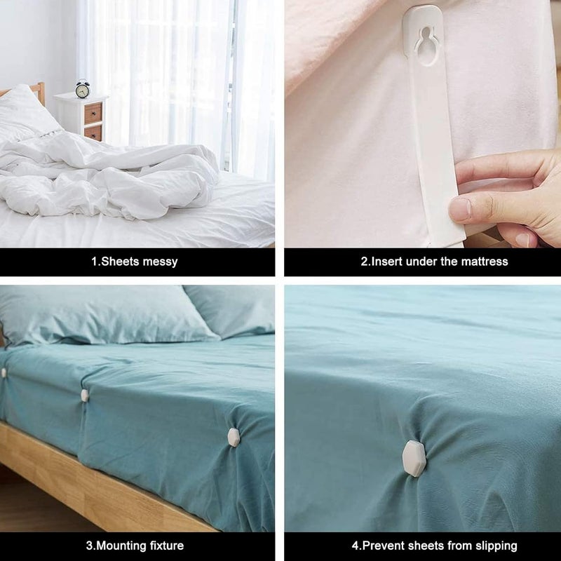 klarako 4Pcs Bed Sheet Holder Straps, Bed Sheet Fasteners, Mattress Bed Sheet Fixed Clips Gripper Holder, Household Supplies for Bed Sheets, Mattress Covers, Sofa Cushion - Image 3