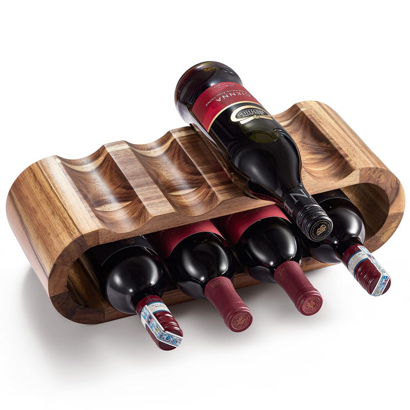 BLUEWEST Wooden Countertop Wine Rack 8Bottle Acacia Wine Holder Stand Freestanding Wine Storage Great for Home Decor No Assembly Required