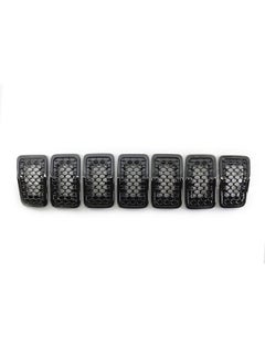 Upgrated Grill Inserts Front Grille Inserts Bright Black Honeycomb Mesh Cover Accessories Replacement for Jeep Cherokee 2019 2020 2021 2022 7pcs