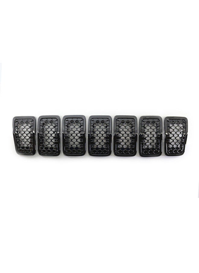 Generic - Upgrated Grill Inserts Front Grille Inserts Bright Black Honeycomb Mesh Cover Accessories Replacement for Jeep Cherokee 2019 2020 2021 2022 7pcs - Image 1