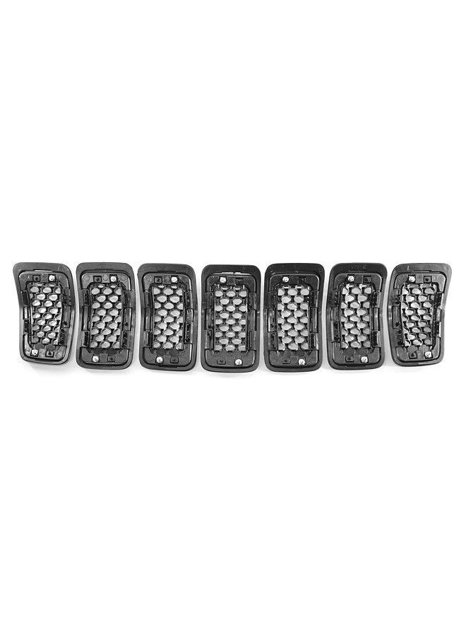 Generic - Upgrated Grill Inserts Front Grille Inserts Bright Black Honeycomb Mesh Cover Accessories Replacement for Jeep Cherokee 2019 2020 2021 2022 7pcs - Image 1