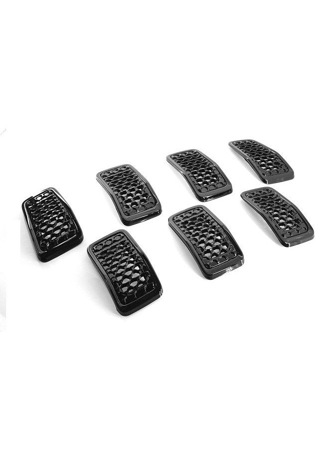 Generic - Upgrated Grill Inserts Front Grille Inserts Bright Black Honeycomb Mesh Cover Accessories Replacement for Jeep Cherokee 2019 2020 2021 2022 7pcs - Image 1
