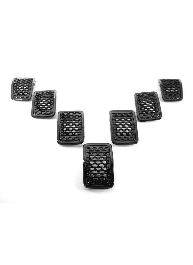 Generic - Upgrated Grill Inserts Front Grille Inserts Bright Black Honeycomb Mesh Cover Accessories Replacement for Jeep Cherokee 2019 2020 2021 2022 7pcs - Image 1