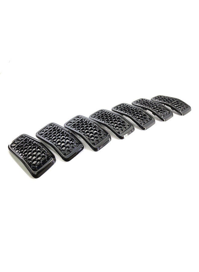 Generic - Upgrated Grill Inserts Front Grille Inserts Bright Black Honeycomb Mesh Cover Accessories Replacement for Jeep Cherokee 2019 2020 2021 2022 7pcs - Image 1