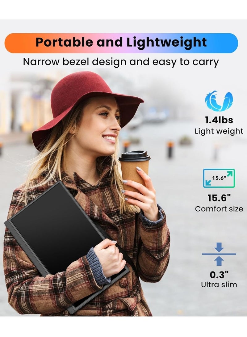 besrey  Portable Monitor, 15.6'' 1080P FHD Kickstand Portable Laptop Monitor, USB C HDMI Computer Display IPS Gaming Monitor, External Monitor for Laptop PC MAC Phone PS4 Xbox Switch, Black  - Image 4