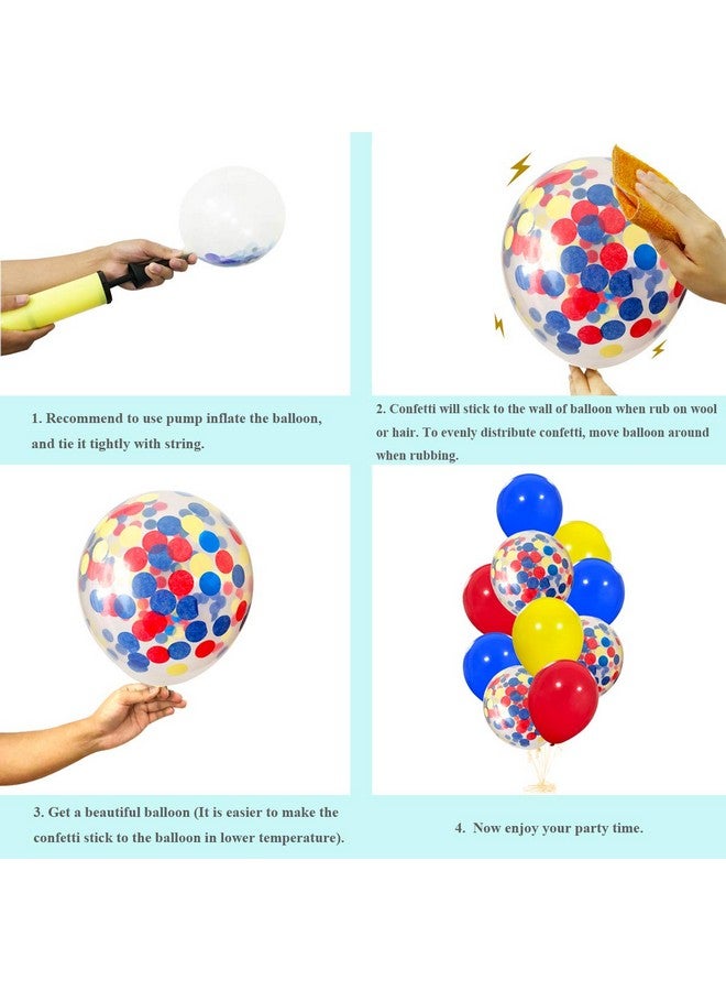 Haptda Paw Party Balloons 40 Pack 12 Inch Red Yellow Royal Blue Latex Balloons With Confetti Balloon For Baby Shower Birthday Party Supplies Paw Party Decorations - Image 5