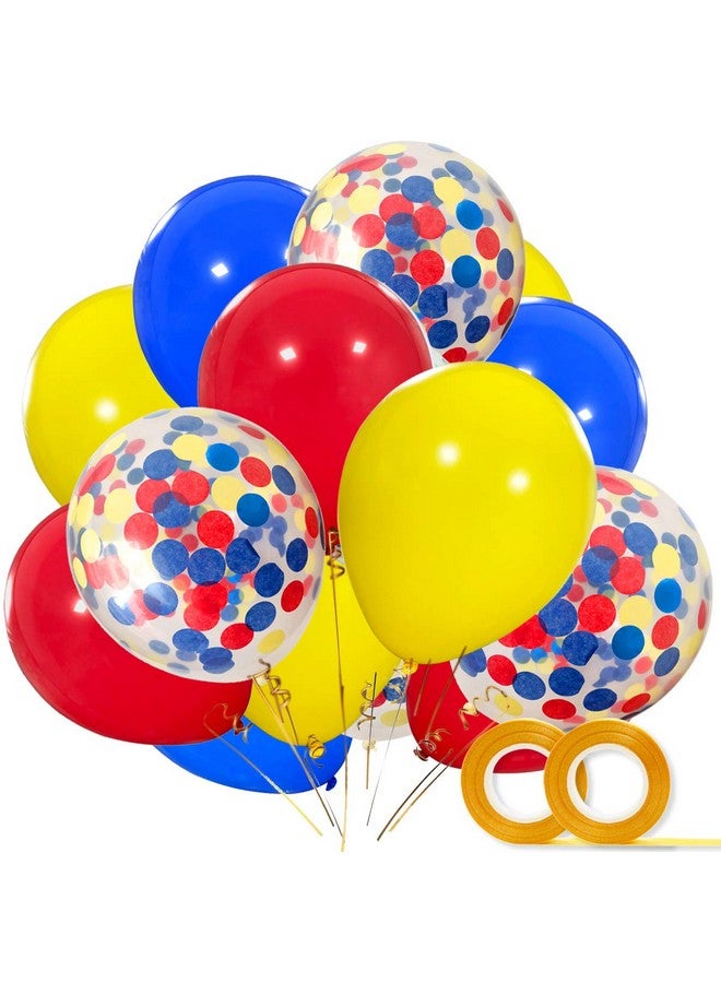 Haptda Paw Party Balloons 40 Pack 12 Inch Red Yellow Royal Blue Latex Balloons With Confetti Balloon For Baby Shower Birthday Party Supplies Paw Party Decorations - Image 1