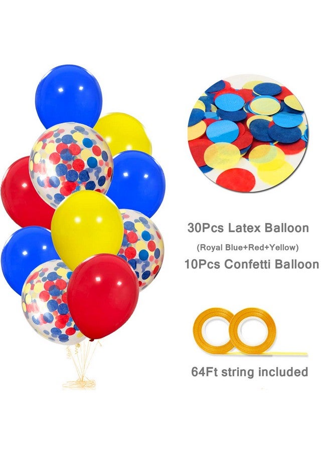 Haptda Paw Party Balloons 40 Pack 12 Inch Red Yellow Royal Blue Latex Balloons With Confetti Balloon For Baby Shower Birthday Party Supplies Paw Party Decorations - Image 3
